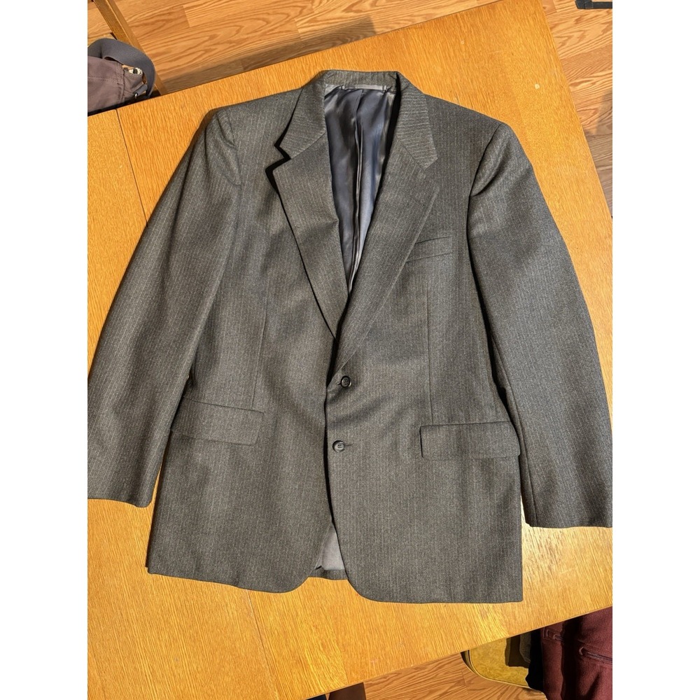 Hickey Freeman Boardroom Blazer 42R Gray Pinstripe 100% Wool USA Made Jacket